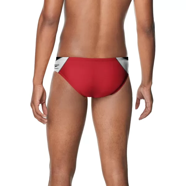 Speedo Mens Swimsuit Brief Endurance Splice Team ColorsEdge BlackRed