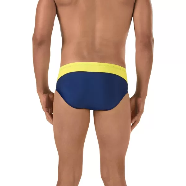 Speedo Mens Swimsuit Brief Endurance Splice Team ColorsNavyGold Splice