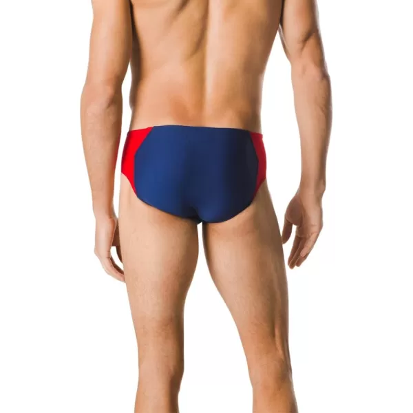 Speedo Mens Swimsuit Brief Endurance Splice Team ColorsNavyRed Spark
