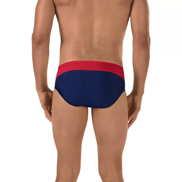 Speedo Mens Swimsuit Brief Endurance Splice Team ColorsNavyRedWhite