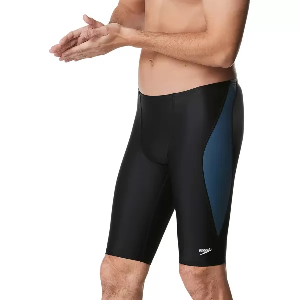 Speedo Mens Swimsuit Jammer Powerflex Eco Revolve Splice Team ColorsDiscontinuedBlackGrey