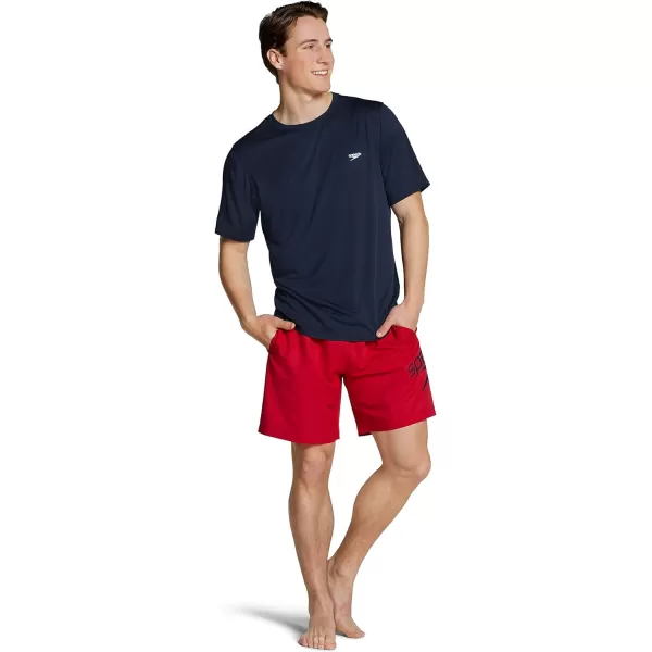 Speedo Mens UV Swim Shirt Basic Easy Short Sleeve Regular FitPeacoat