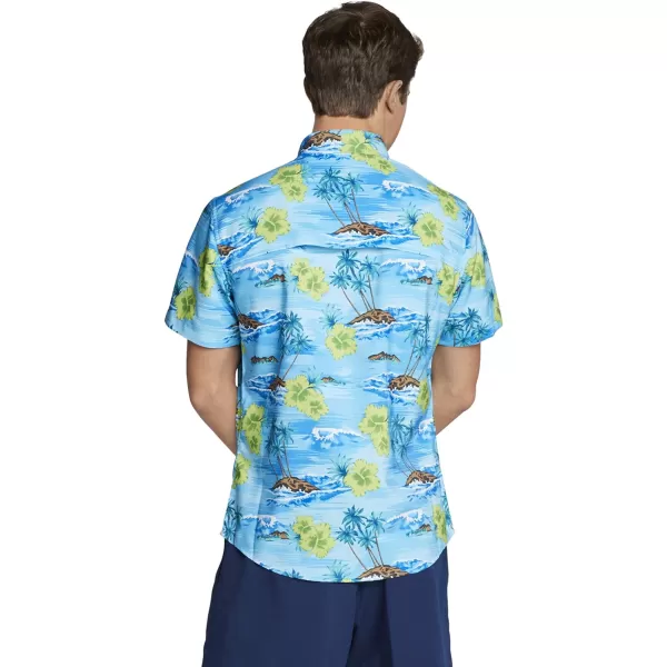 Speedo Mens Uv Swim Shirt Hybrid Button DownBlue Lemonade