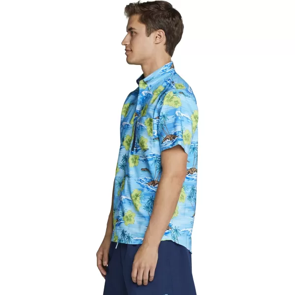 Speedo Mens Uv Swim Shirt Hybrid Button DownBlue Lemonade