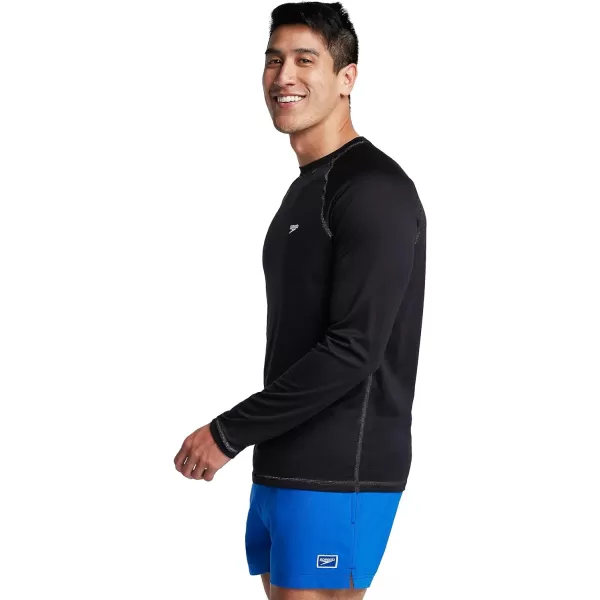 Speedo Mens Uv Swim Shirt Long Sleeve Loose Fit Easy TeeSpeedo Black