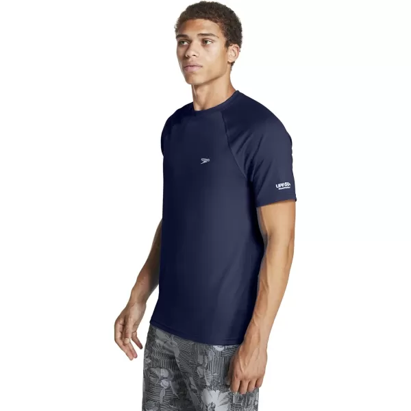 Speedo Mens Uv Swim Shirt ShortSleeve Loose Fit Easy TeePeacoat