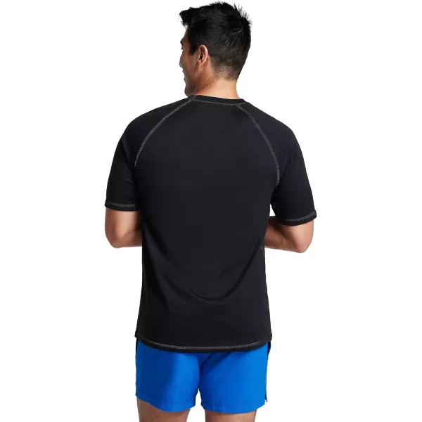 Speedo Mens Uv Swim Shirt ShortSleeve Loose Fit Easy TeeSpeedo Black