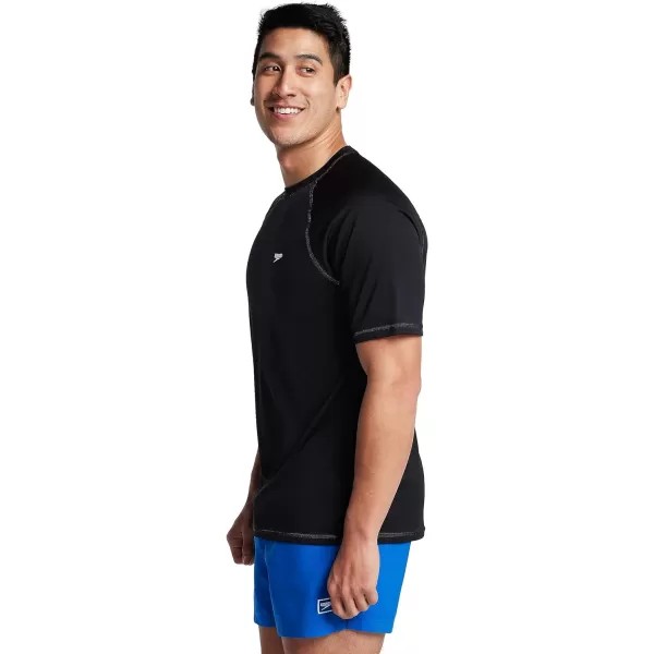 Speedo Mens Uv Swim Shirt ShortSleeve Loose Fit Easy TeeSpeedo Black