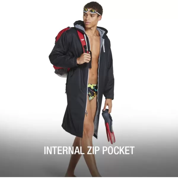 Speedo UnisexAdult Parka Jacket Fleece Lined Team ColorsBlackGrey