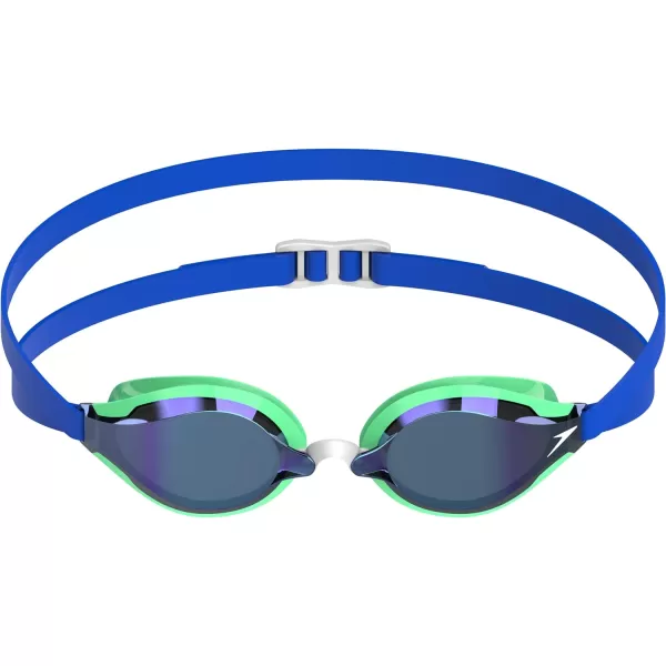 Speedo UnisexAdult Swim Goggles Speed Socket 20Cobalt PopGreen GlowFlash Blue Mirrored