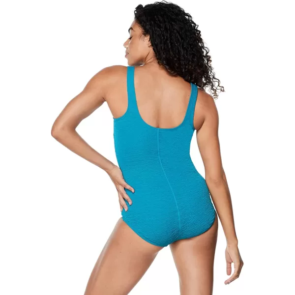 Speedo Womens Pebble Texture One Piece Swimsuit with Builtin Bra CupsOcean Depths