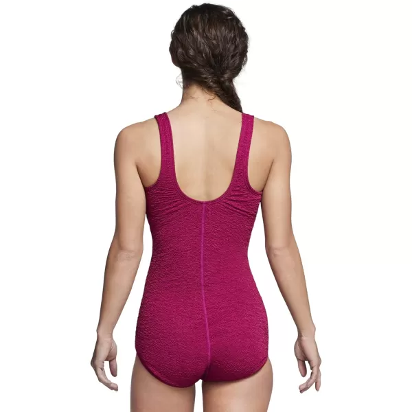 Speedo Womens Pebble Texture One Piece Swimsuit with Builtin Bra CupsRaspberry Radiance