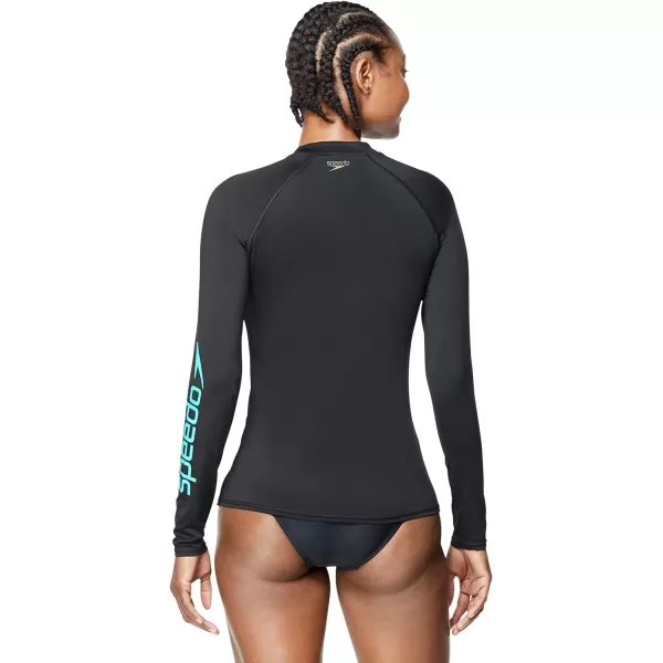 Speedo Womens Precision Pleat Zip RashguardSpeedo Black
