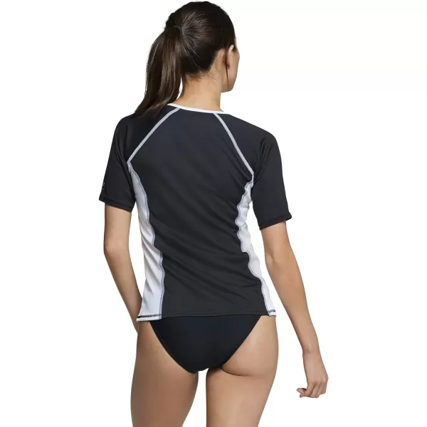 Speedo Womens Solid Short Sleeve RashguardBlackWhite