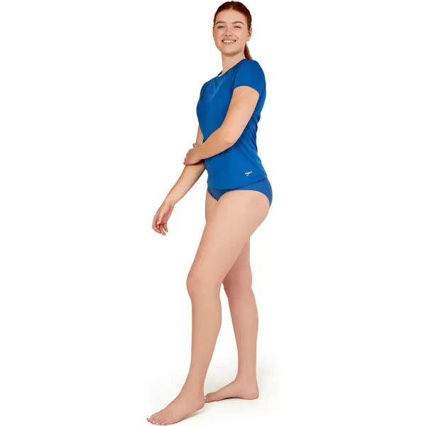 Speedo Womens Solid Short Sleeve RashguardSpeedo Blue