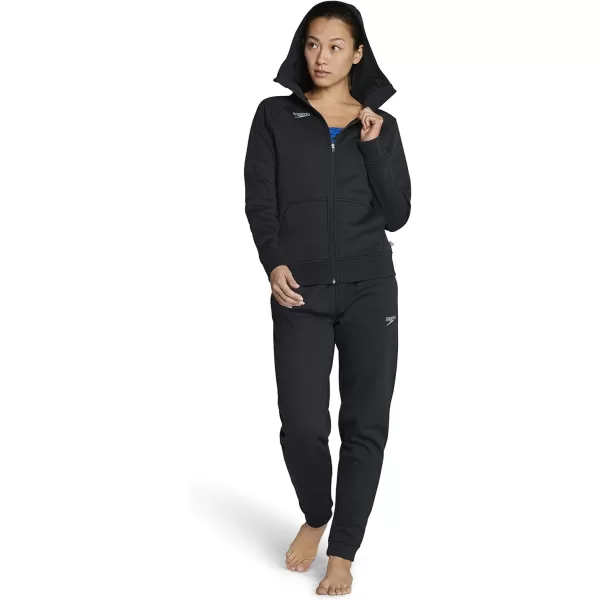 Speedo Womens Sweatshirt Full Zip Hooded Jacket Team Warm UpSpeedo Black