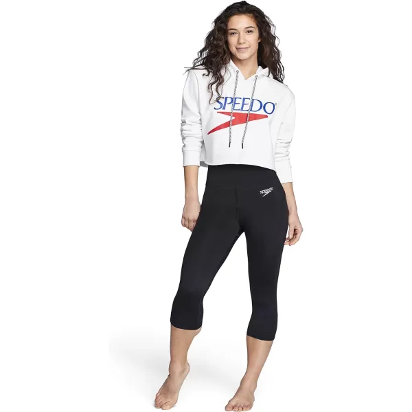 Speedo Womens Sweatshirt Vintage Cropped HoodieWhite