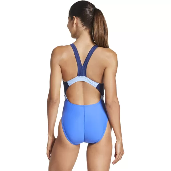 Speedo Womens Swimsuit One Piece Creora Highclo Quantum Splice High Cut SolidFusion Hyper Blue