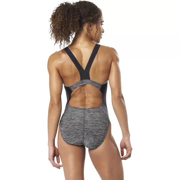 Speedo Womens Swimsuit One Piece Creora Highclo Quantum Splice High Cut SolidHeather Blue Lolite