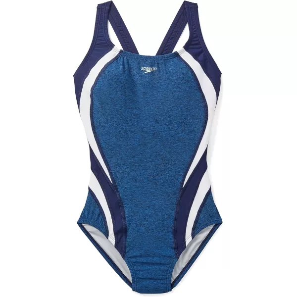 Speedo Womens Swimsuit One Piece Creora Highclo Quantum Splice High Cut SolidHeather Bright Cobalt