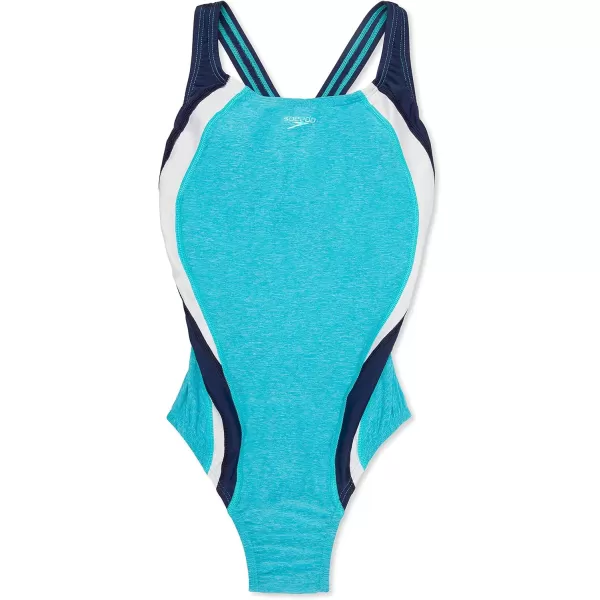 Speedo Womens Swimsuit One Piece Creora Highclo Quantum Splice High Cut SolidHeather Ceramic