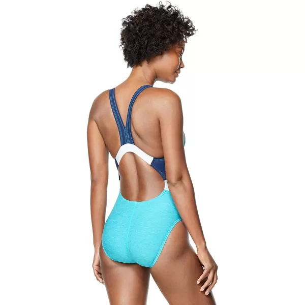 Speedo Womens Swimsuit One Piece Creora Highclo Quantum Splice High Cut SolidHeather Ceramic