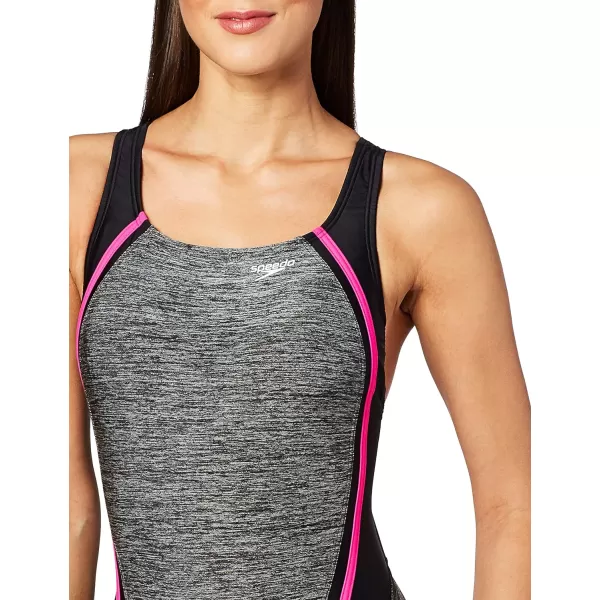 Speedo Womens Swimsuit One Piece Creora Highclo Quantum Splice High Cut SolidHeather Power Pink