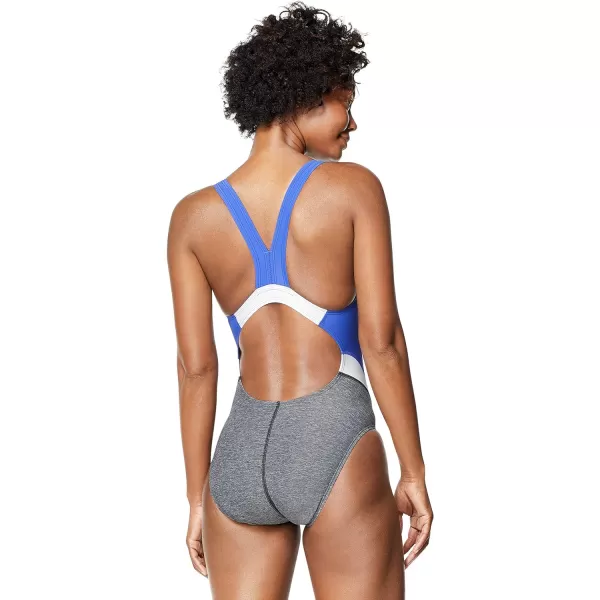 Speedo Womens Swimsuit One Piece Creora Highclo Quantum Splice High Cut SolidHeather Speedo Black