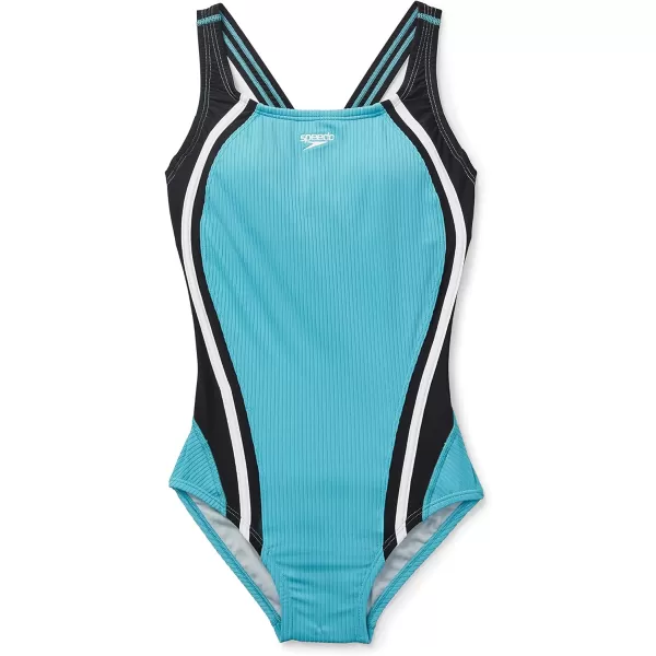 Speedo Womens Swimsuit One Piece Creora Highclo Quantum Splice High Cut SolidRib Porcelain