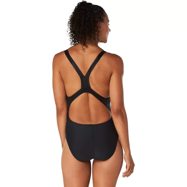 Speedo Womens Swimsuit One Piece Creora Highclo Quantum Splice High Cut SolidSheen Speedo Black
