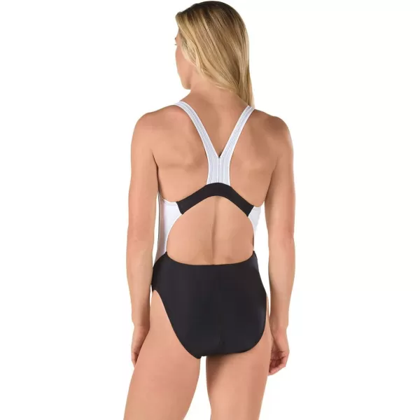 Speedo Womens Swimsuit One Piece Creora Highclo Quantum Splice High Cut SolidSpeedo Black