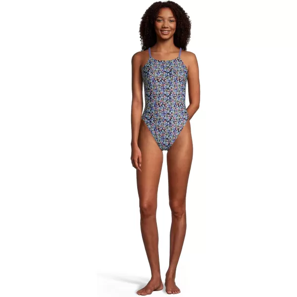 Speedo Womens Swimsuit One Piece Endurance Fixed Back Double StrapBlackBlue