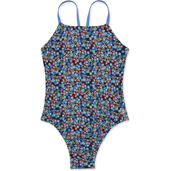 Speedo Womens Swimsuit One Piece Endurance Fixed Back Double StrapBlackBlue