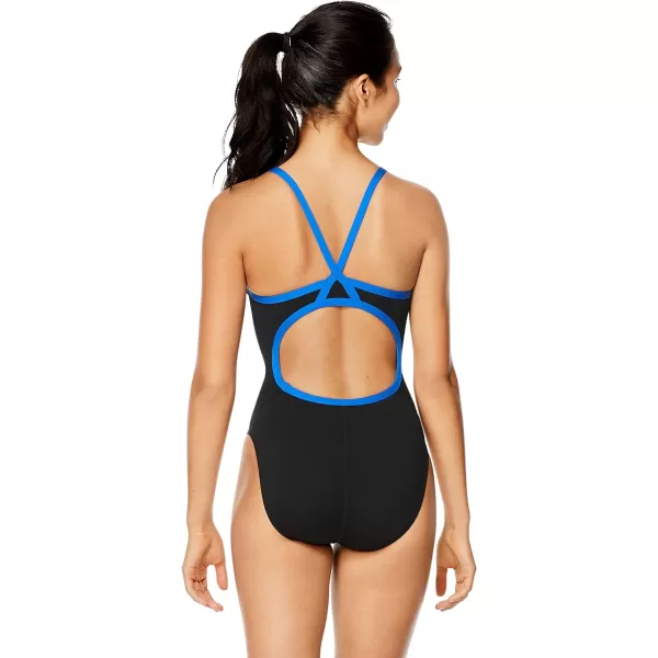 Speedo Womens Swimsuit One Piece Endurance Flyback Solid Adult Team ColorsBlackBlue