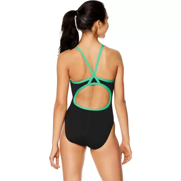 Speedo Womens Swimsuit One Piece Endurance Flyback Solid Adult Team ColorsBlackBright Green