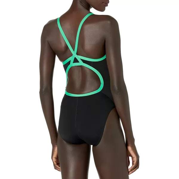 Speedo Womens Swimsuit One Piece Endurance Flyback Solid Adult Team ColorsBlackBright Green