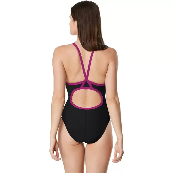 Speedo Womens Swimsuit One Piece Endurance Flyback Solid Adult Team ColorsBlackPink