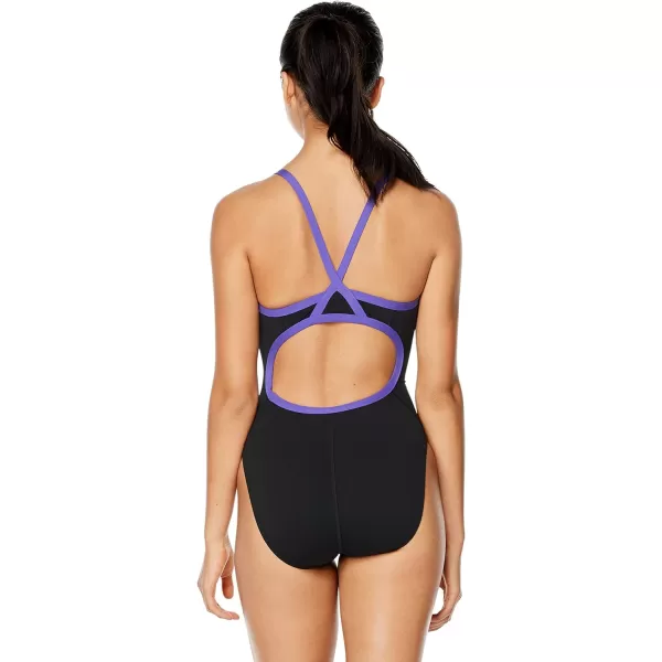 Speedo Womens Swimsuit One Piece Endurance Flyback Solid Adult Team ColorsBlackPurple