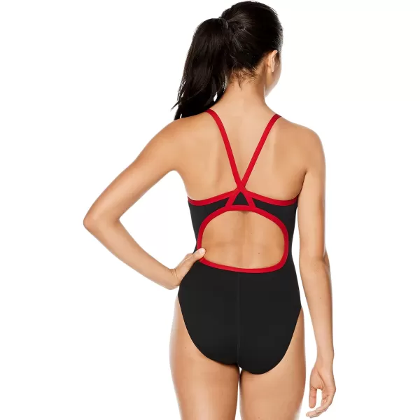 Speedo Womens Swimsuit One Piece Endurance Flyback Solid Adult Team ColorsBlackRed