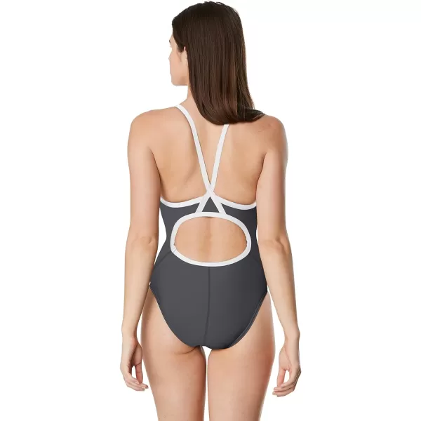 Speedo Womens Swimsuit One Piece Endurance Flyback Solid Adult Team ColorsCharcoalWhite