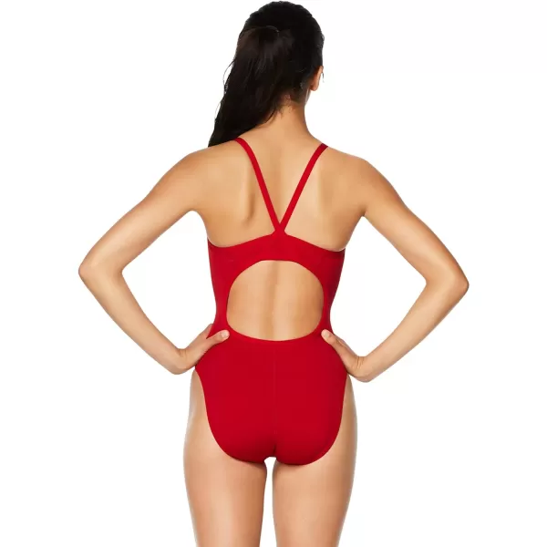 Speedo Womens Swimsuit One Piece Endurance Flyback Solid Adult Team ColorsDark Red