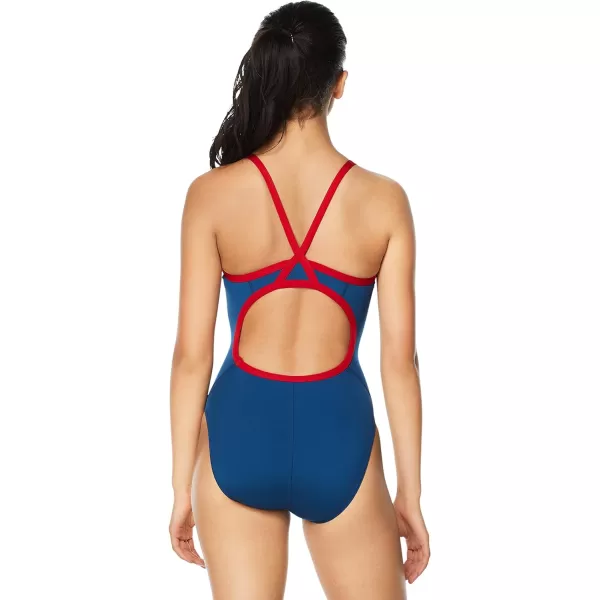 Speedo Womens Swimsuit One Piece Endurance Flyback Solid Adult Team ColorsNavyRed