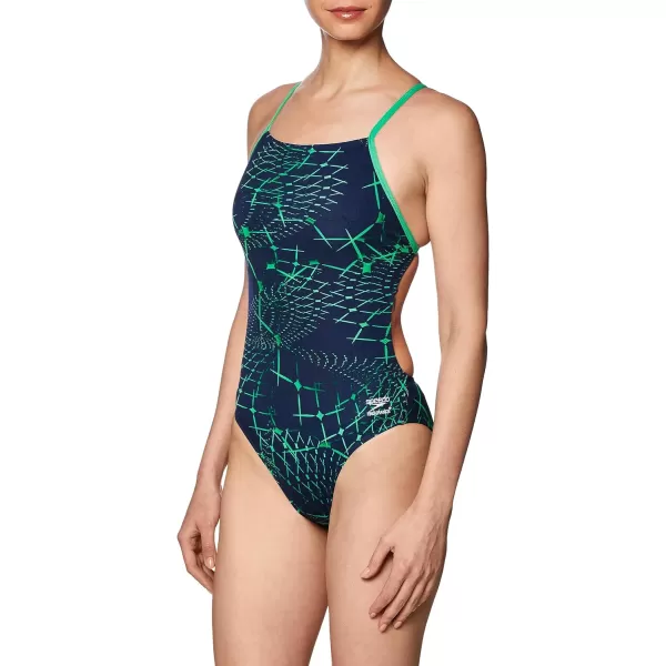 Speedo Womens Swimsuit One Piece Endurance The One Printed Team ColorsGalactic BlueGreen