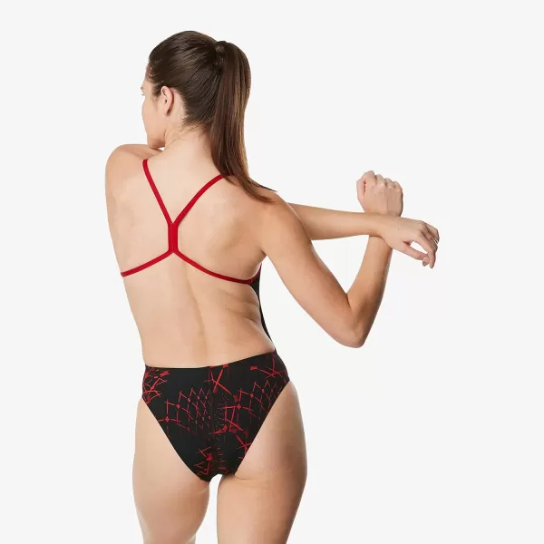 Speedo Womens Swimsuit One Piece Endurance The One Printed Team ColorsGalactic Speedo Red
