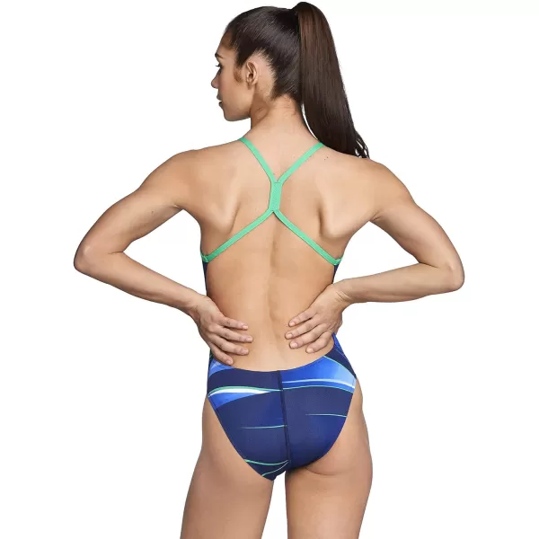 Speedo Womens Swimsuit One Piece Endurance The One Printed Team ColorsInfinite BlueGreen