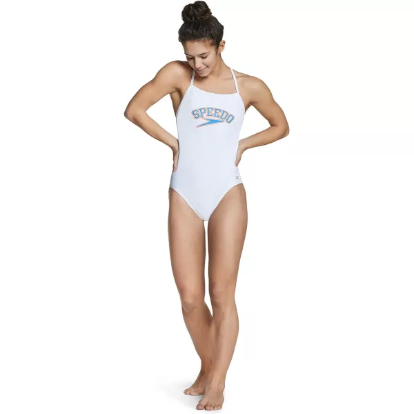 Speedo Womens Swimsuit One Piece Endurance The One Printed Team ColorsOrangeWhite