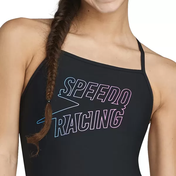 Speedo Womens Swimsuit One Piece Endurance The One Printed Team ColorsPinkBlack