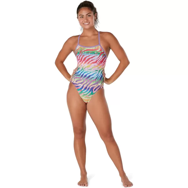 Speedo Womens Swimsuit One Piece Endurance The One Printed Team ColorsPride Animal Fever