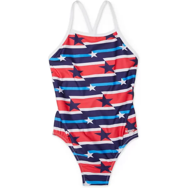 Speedo Womens Swimsuit One Piece Endurance The One Printed Team ColorsRadwhiteampblue