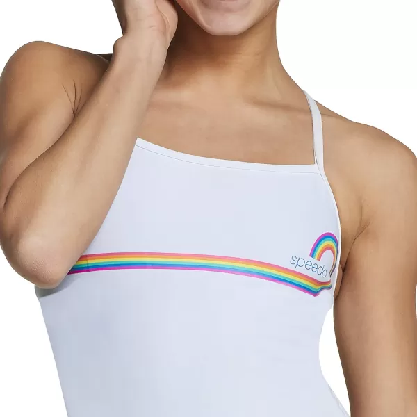 Speedo Womens Swimsuit One Piece Endurance The One Printed Team ColorsRainbow Stripes